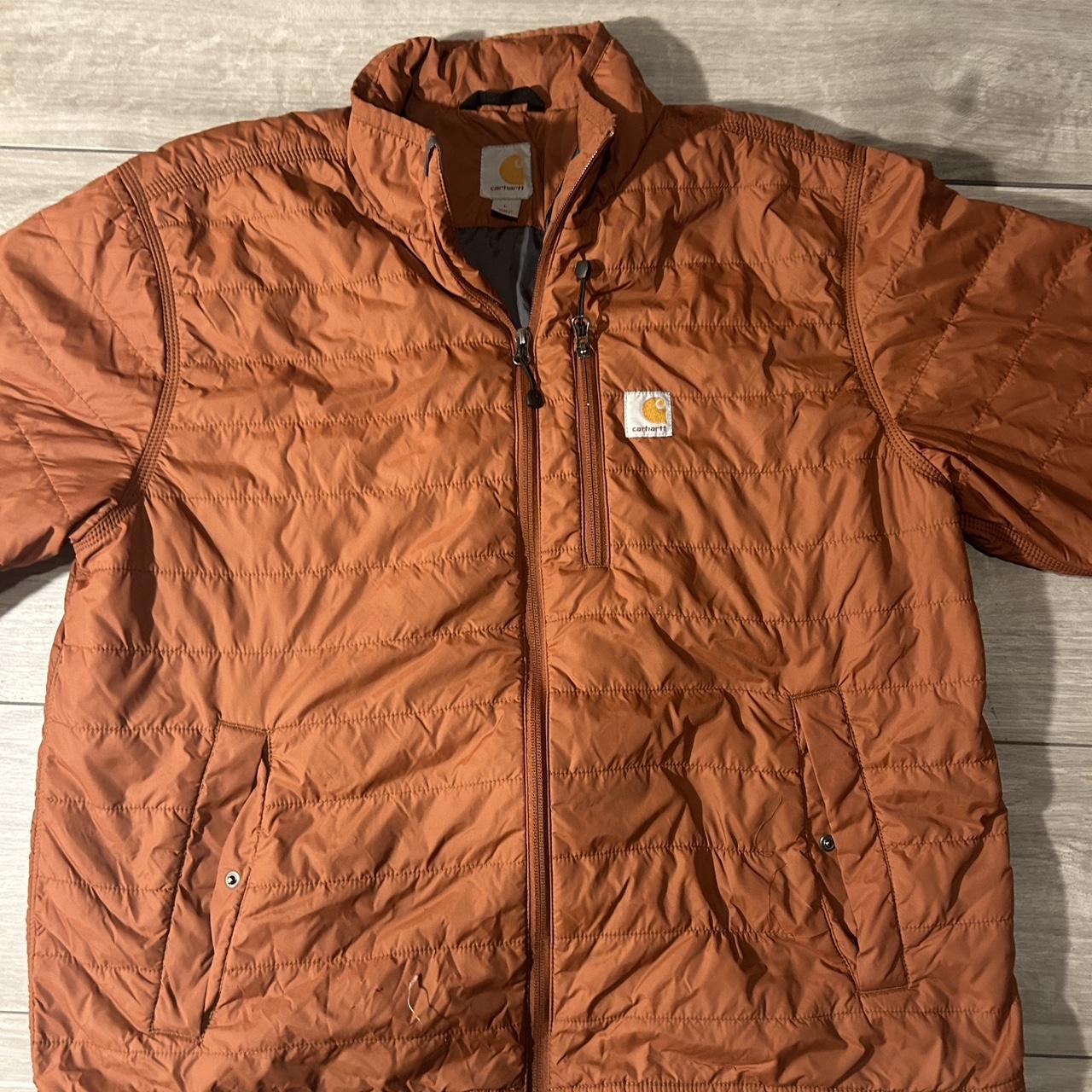 Size L carhartt jacket Orange/tan color - Depop