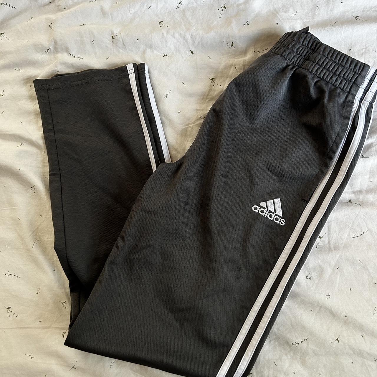 Gray adidas track pants Open bottom Boys XL 18/20... - Depop