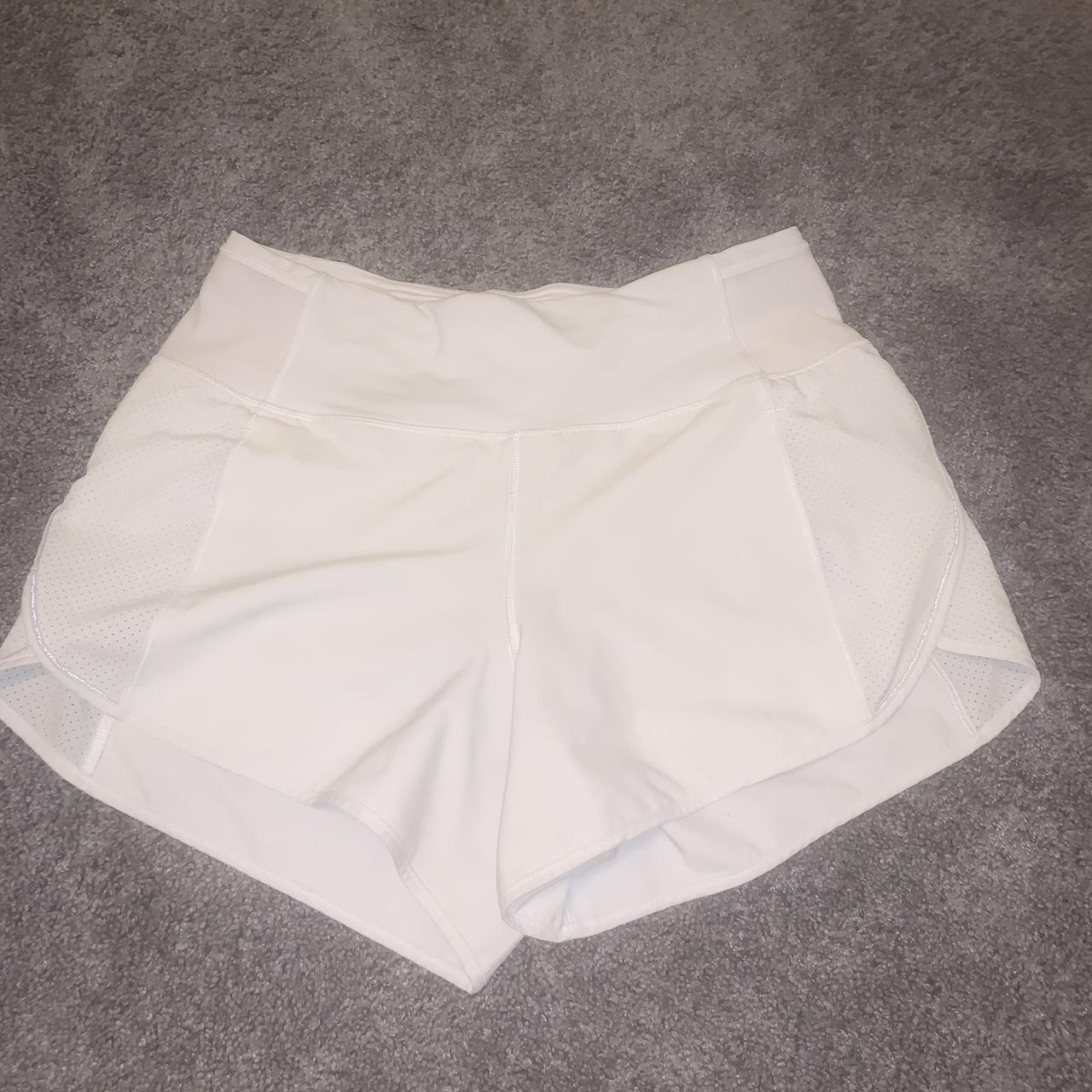 white lulu shorts!! -perfect condition -barely - Depop