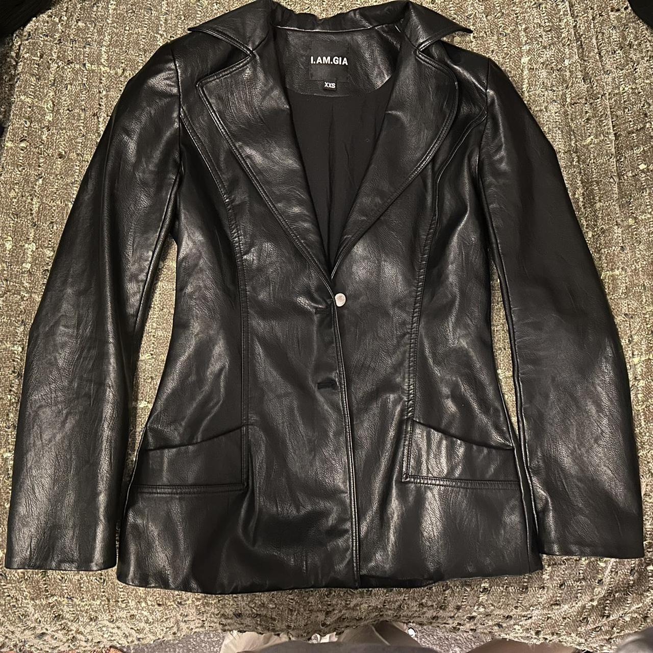 I.AM.GIA. faux leather blazer, black, size xs-xxs,... - Depop