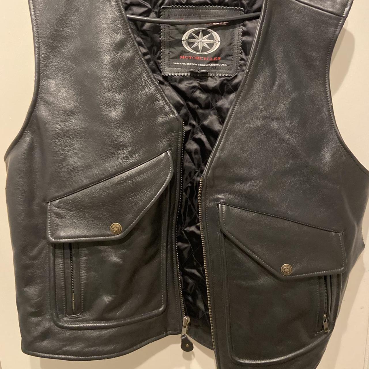 genuine leather vest with tear on the side but still... - Depop