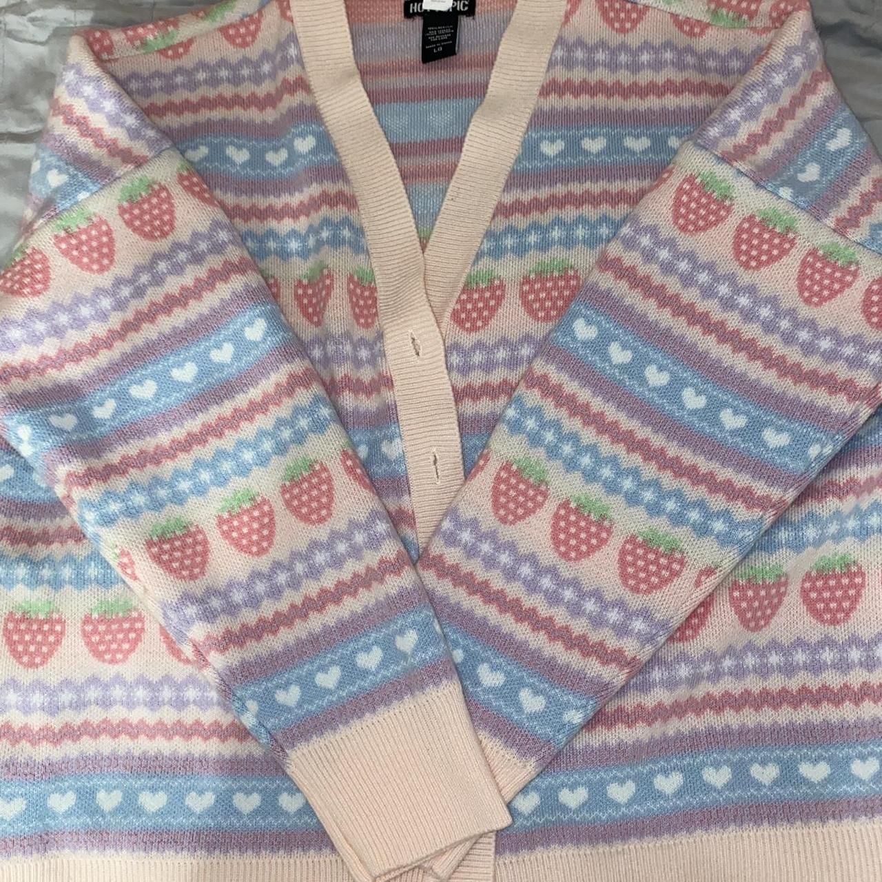 hot topic pastel strawberry cardigan #kawaii... - Depop