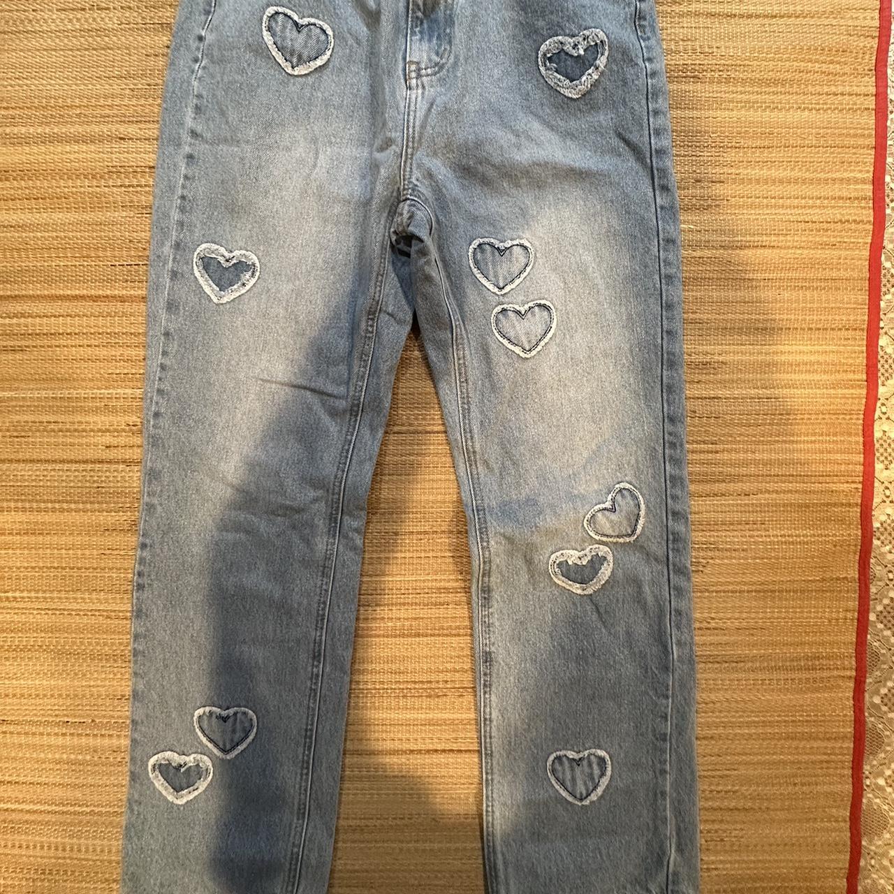 Women s Shein High Waist Heart Patched Jeans Size
