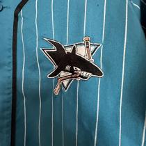 Vintage San Jose Sharks Starter Script Sleeveless Baseball Jersey Pinstripe  L