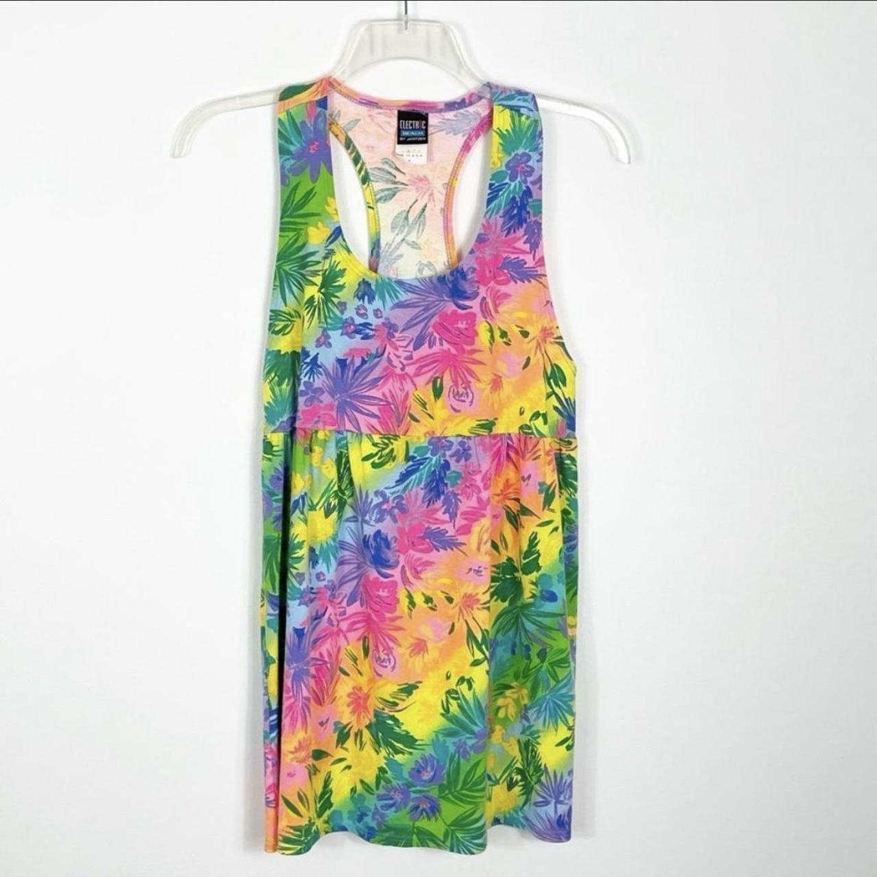 Vintage 80s Jantzen Electric Beach Dress Neon Swim... Depop