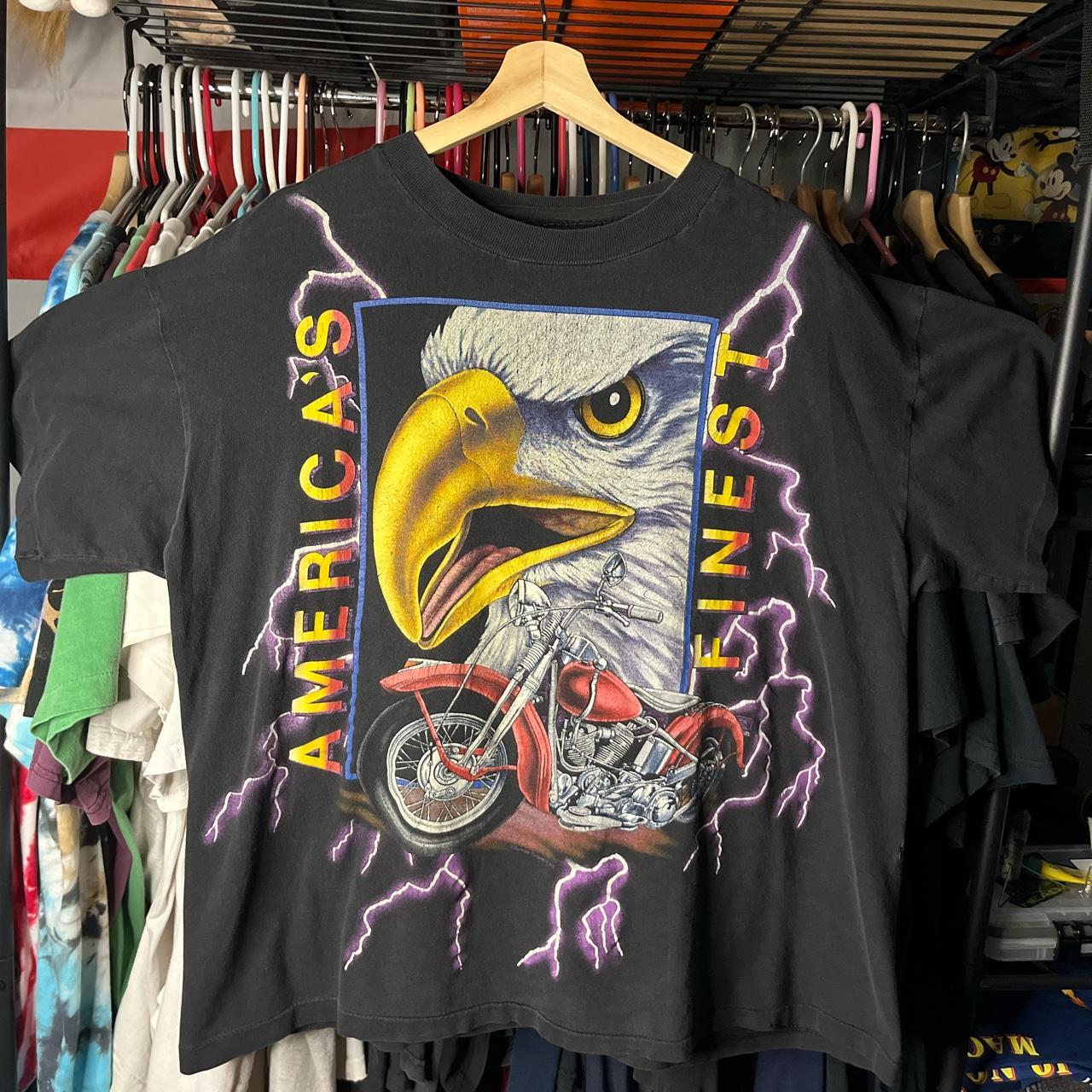 90s American Thunder tee. Crazy thunder eagle and... - Depop