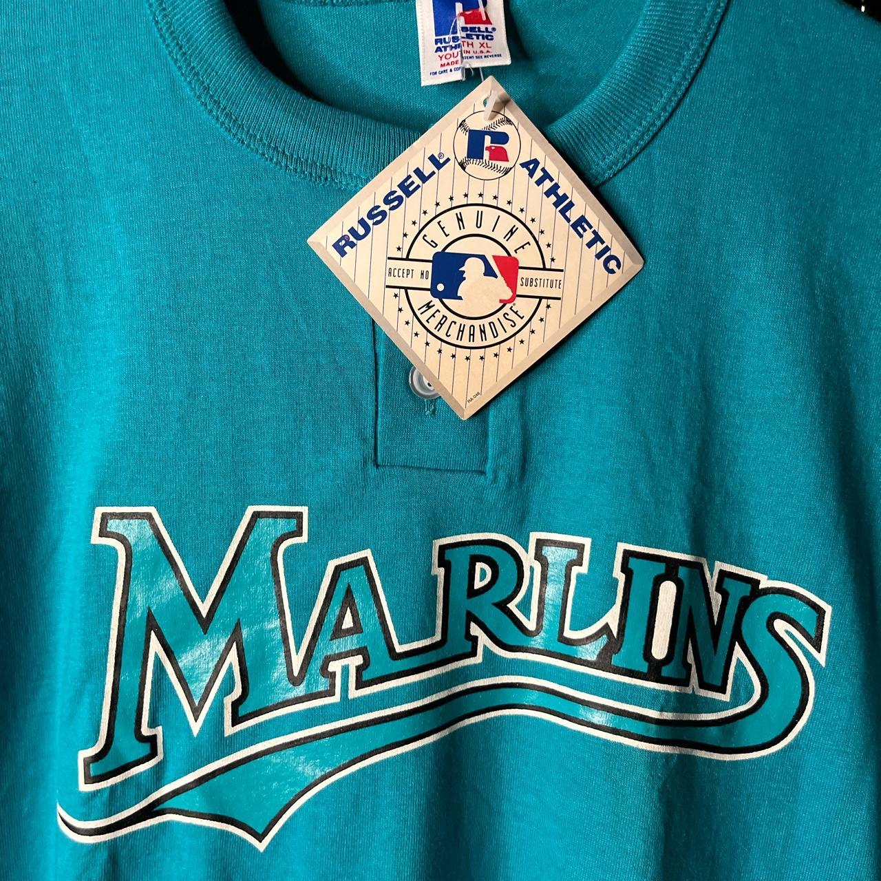 Vintage Miami Marlins Shirt Mens XL White Blue - Depop