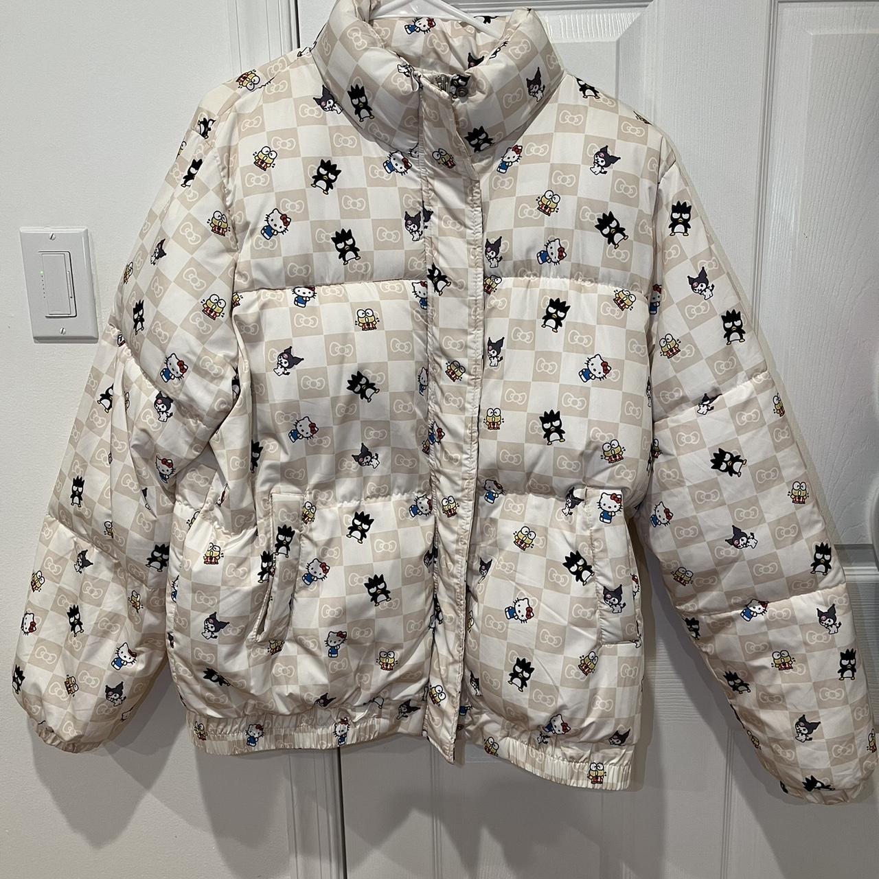 Metallic rose print puffer on sale jacket