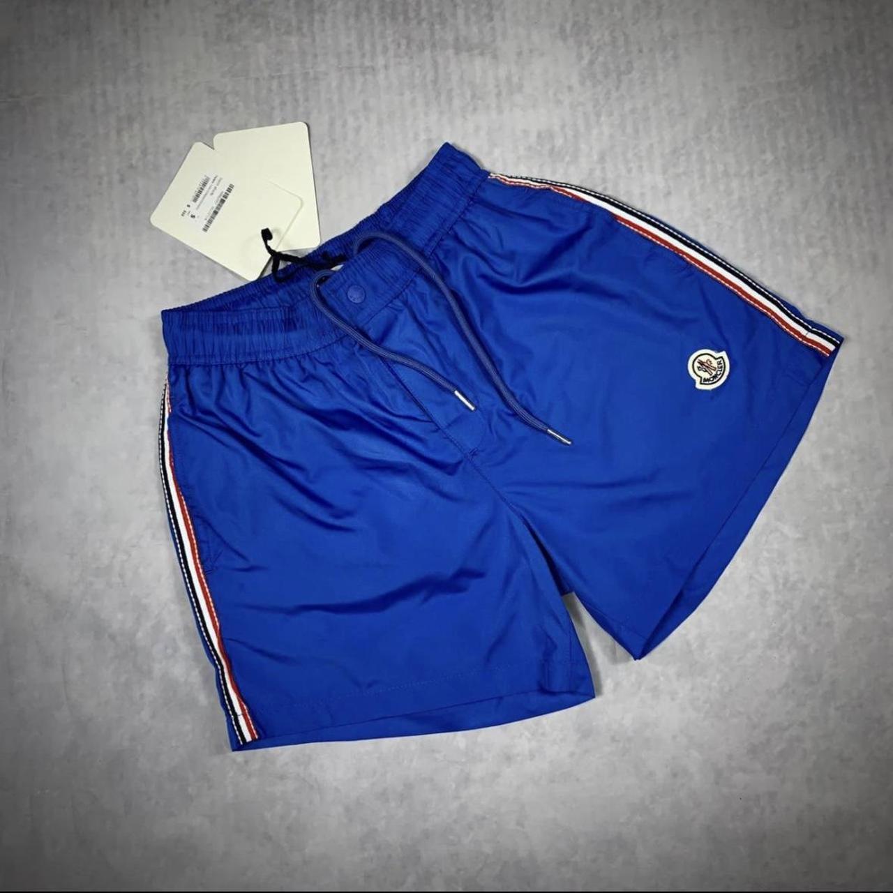 blue moncler shorts sizes s-xl - Depop