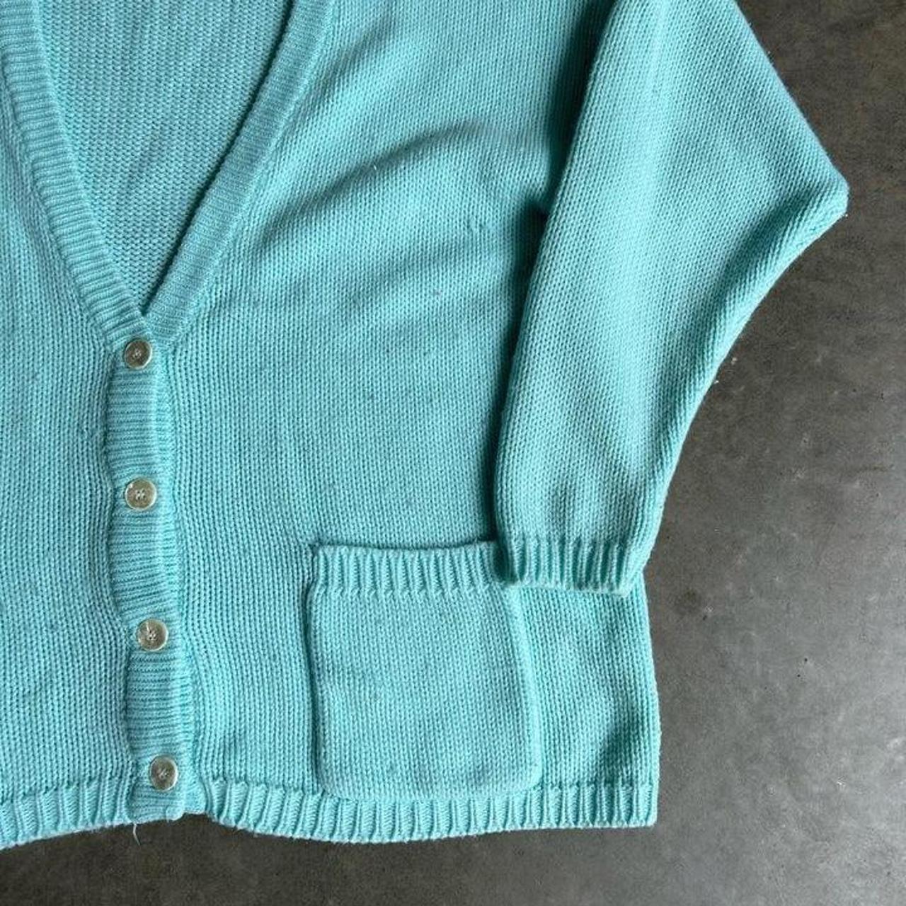 80’s Baby Blue Cardigan Size XL 24.5 x 28 Depop