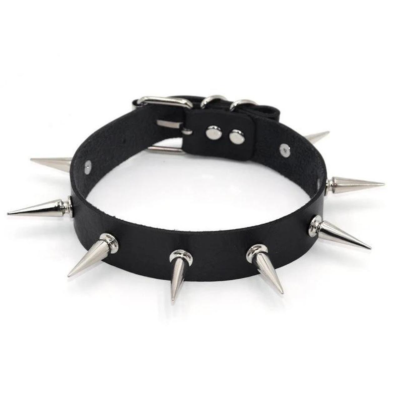 Mens Black Leather Choker Men's Choker Necklace 