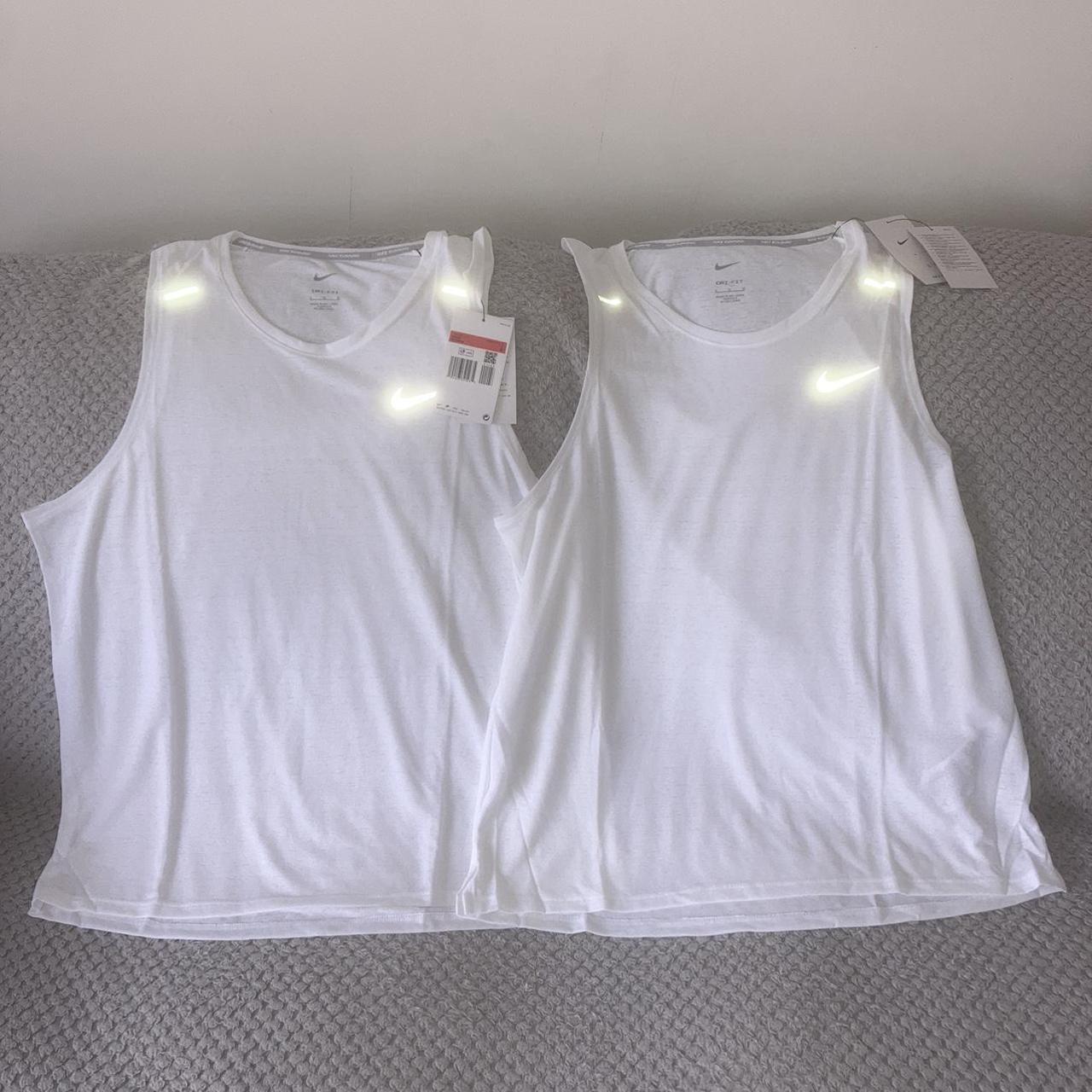 Nike white vest Nike miler running dri fit... - Depop