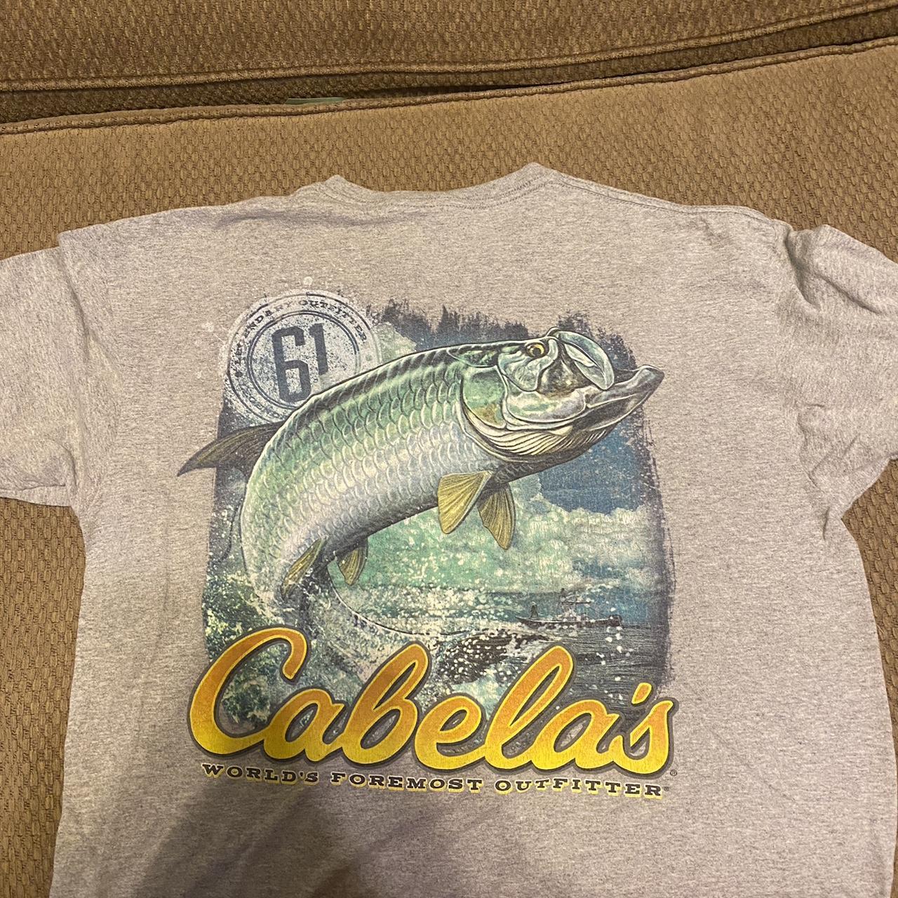 Cabela Men S Grey And Green T Shirt Depop