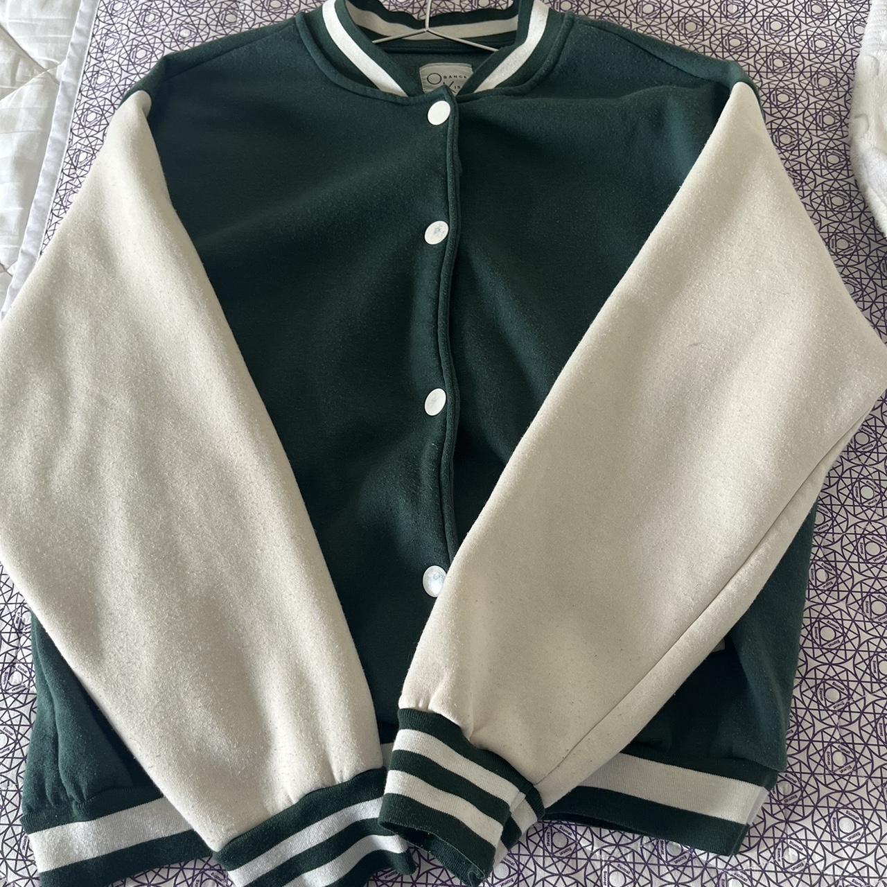 green varisty/basball jacket - Depop