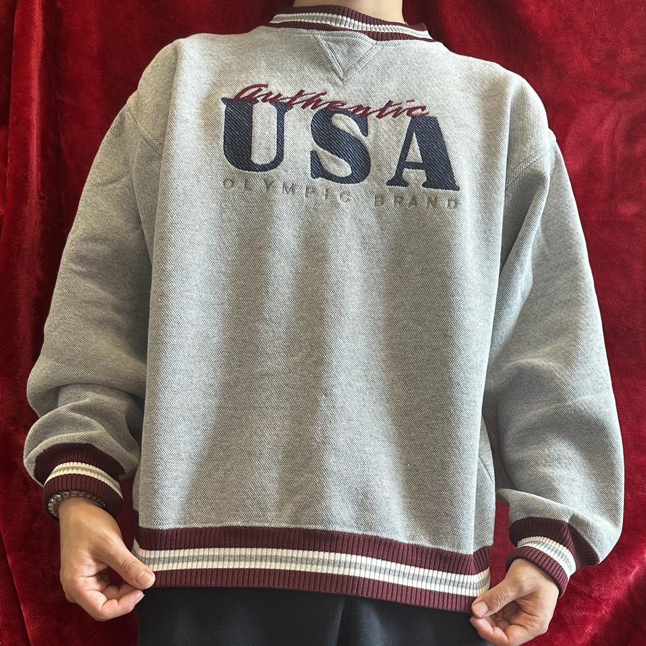 JCPenney Men's Grey and Burgundy Sweatshirt | Depop