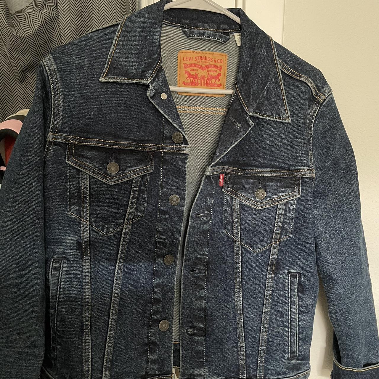 Dark blue denim jacket from Levi’s -tag says xs but... - Depop