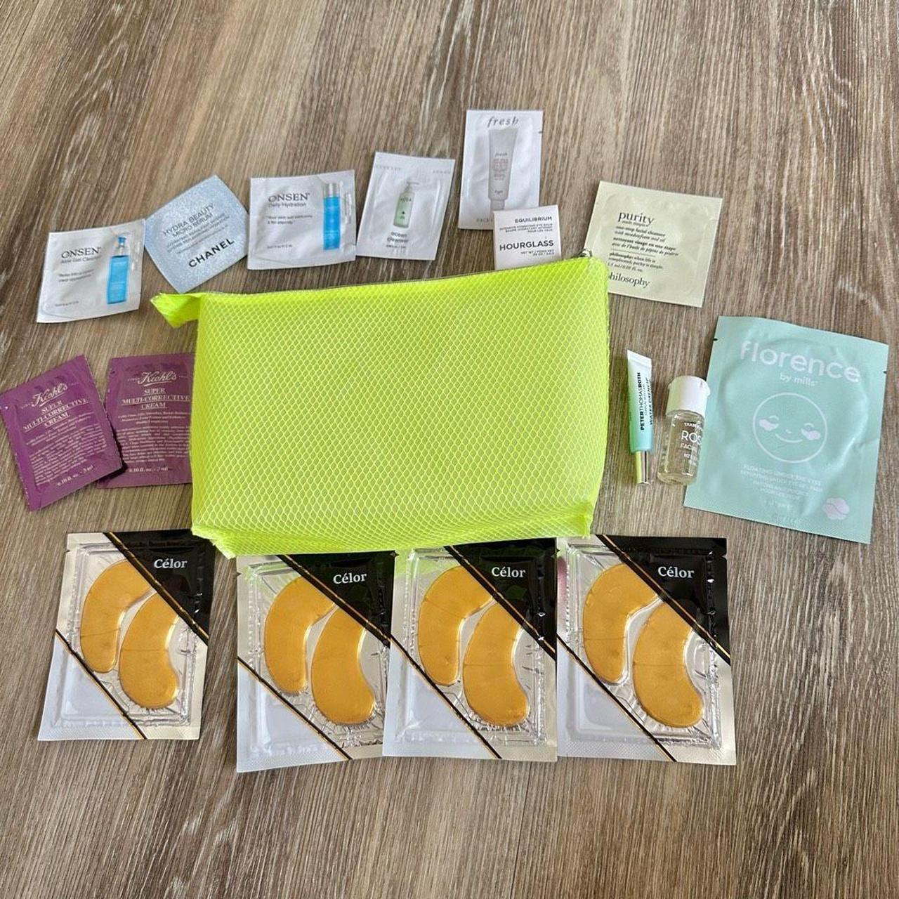 Neon cosmetic bag 16 samples Chanel serum Fresh... Depop
