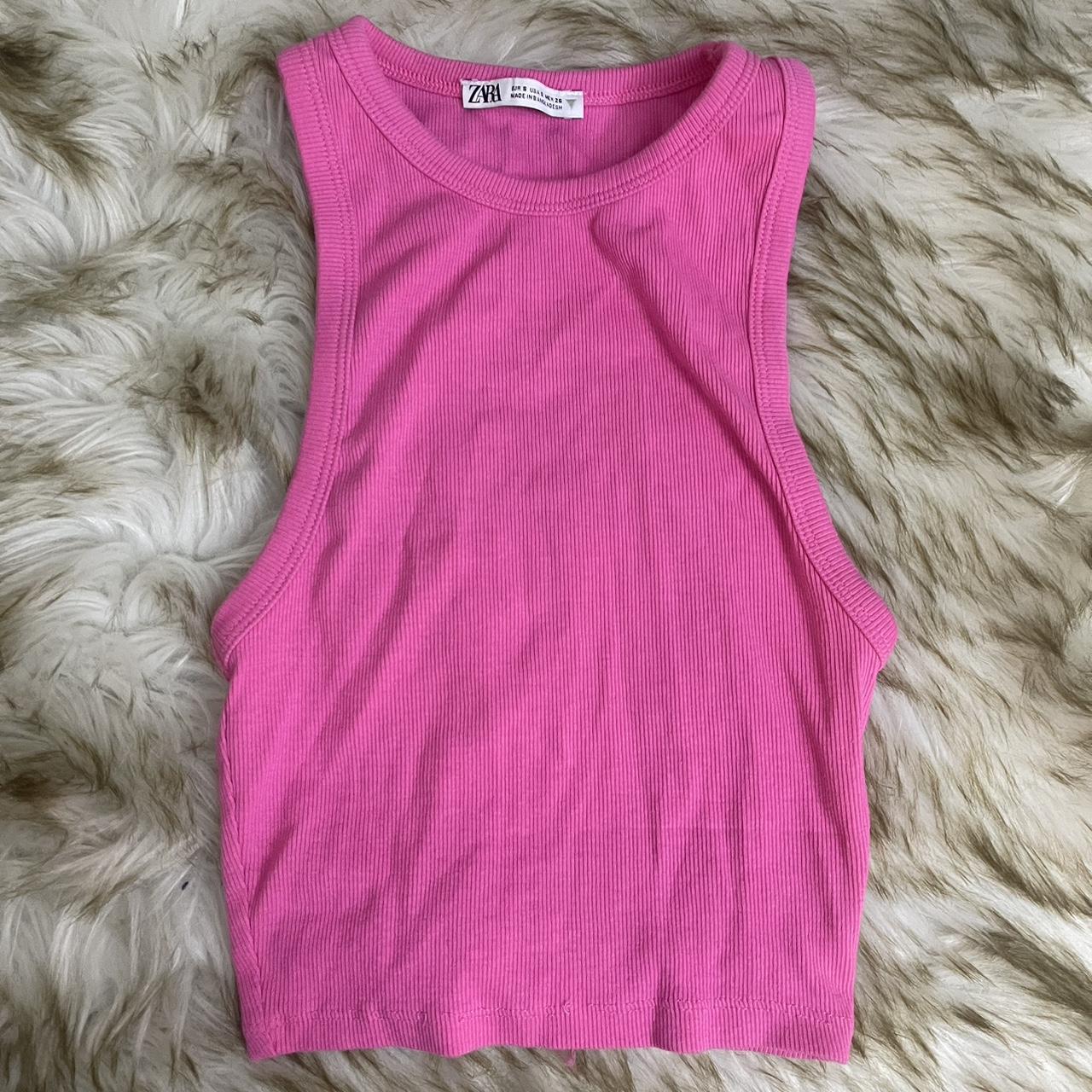 Zara Women's Pink Crop-top | Depop