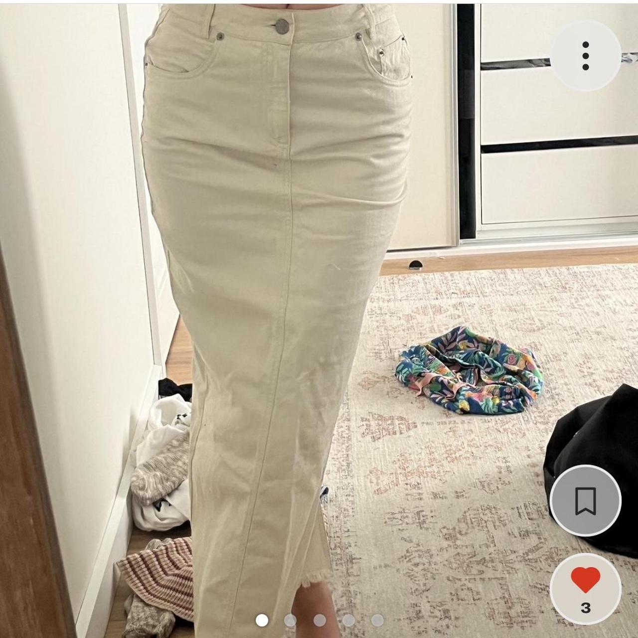 REPOP Long denim cream skirt Glassons size 8 worn... Depop