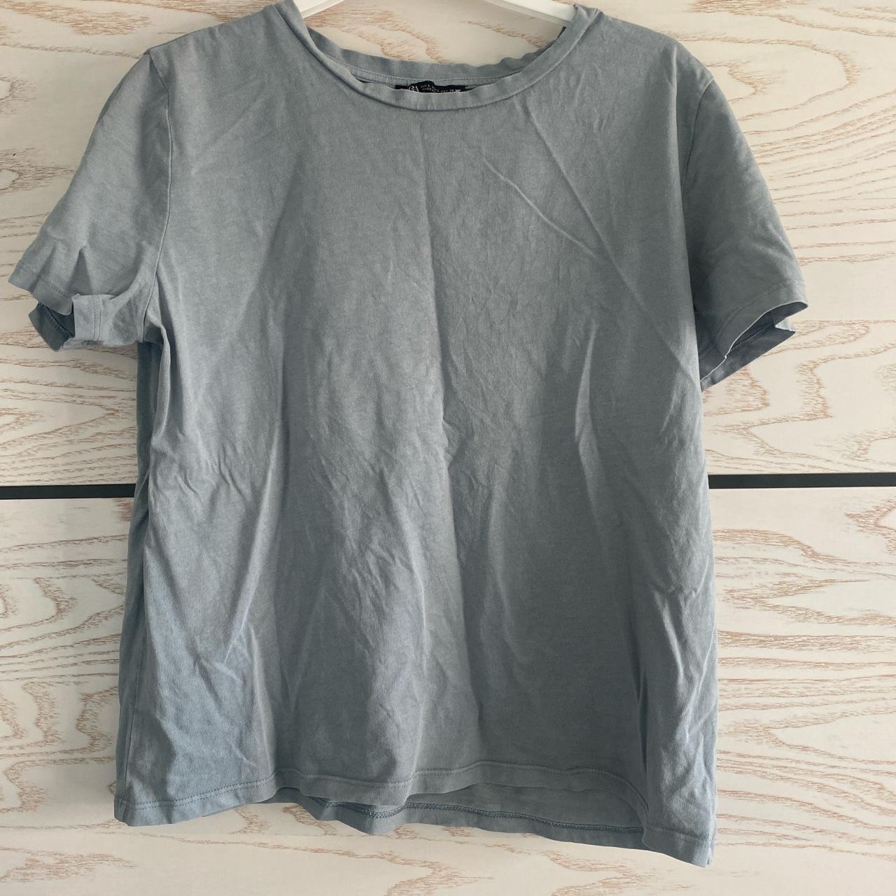 Zara Plain Blue T-Shirt - Depop