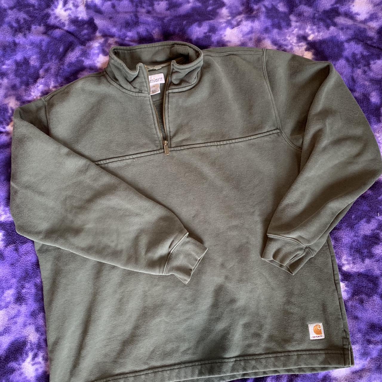 Carhartt Men's Green and Khaki Sweatshirt Depop