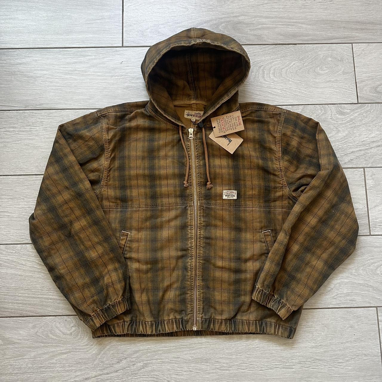 Plaid stussy-jacket - Depop