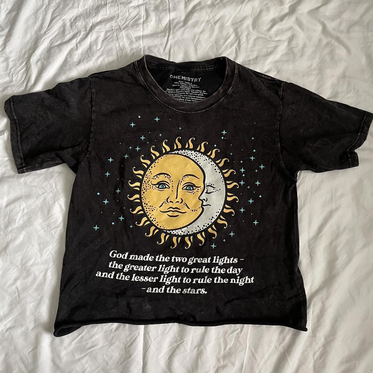 Black Sun Shirt Over Sized Crop Top (WORN ONCE) - Depop