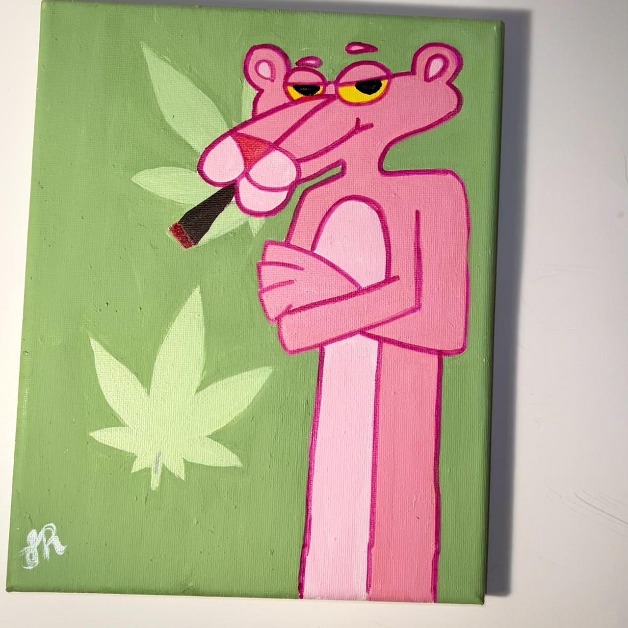 Pink Panther Trippy Psychedelic Pop Art Painting for Sale – Palm Treat