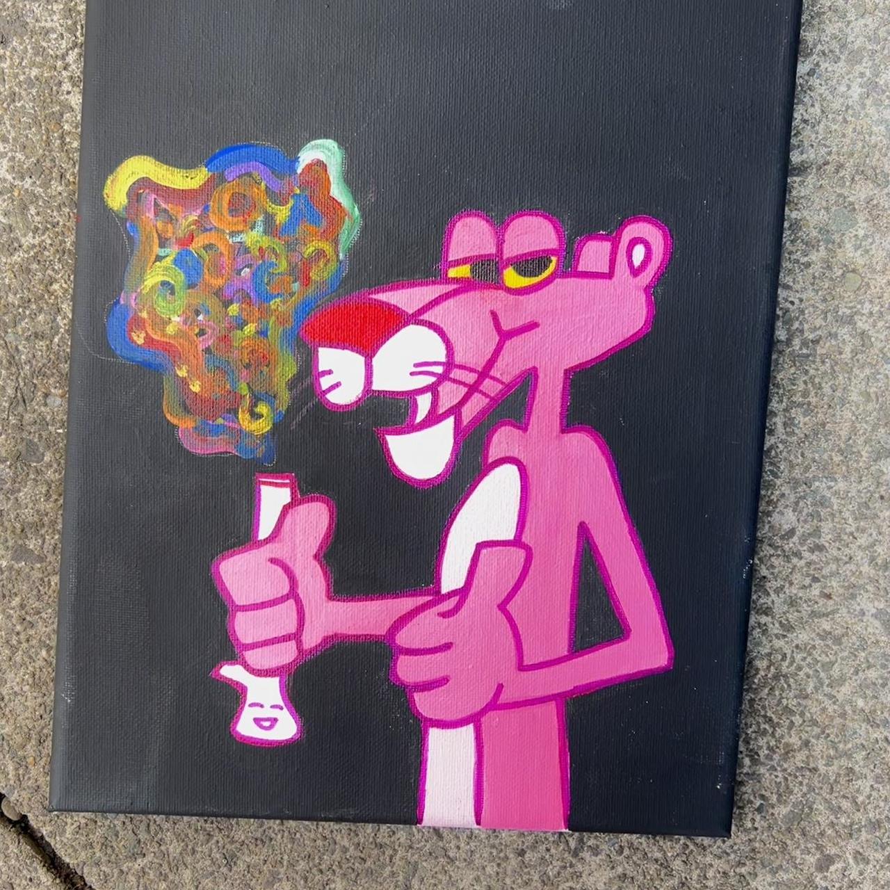 Pink Panther Trippy Psychedelic Pop Art Painting for Sale – Palm Treat