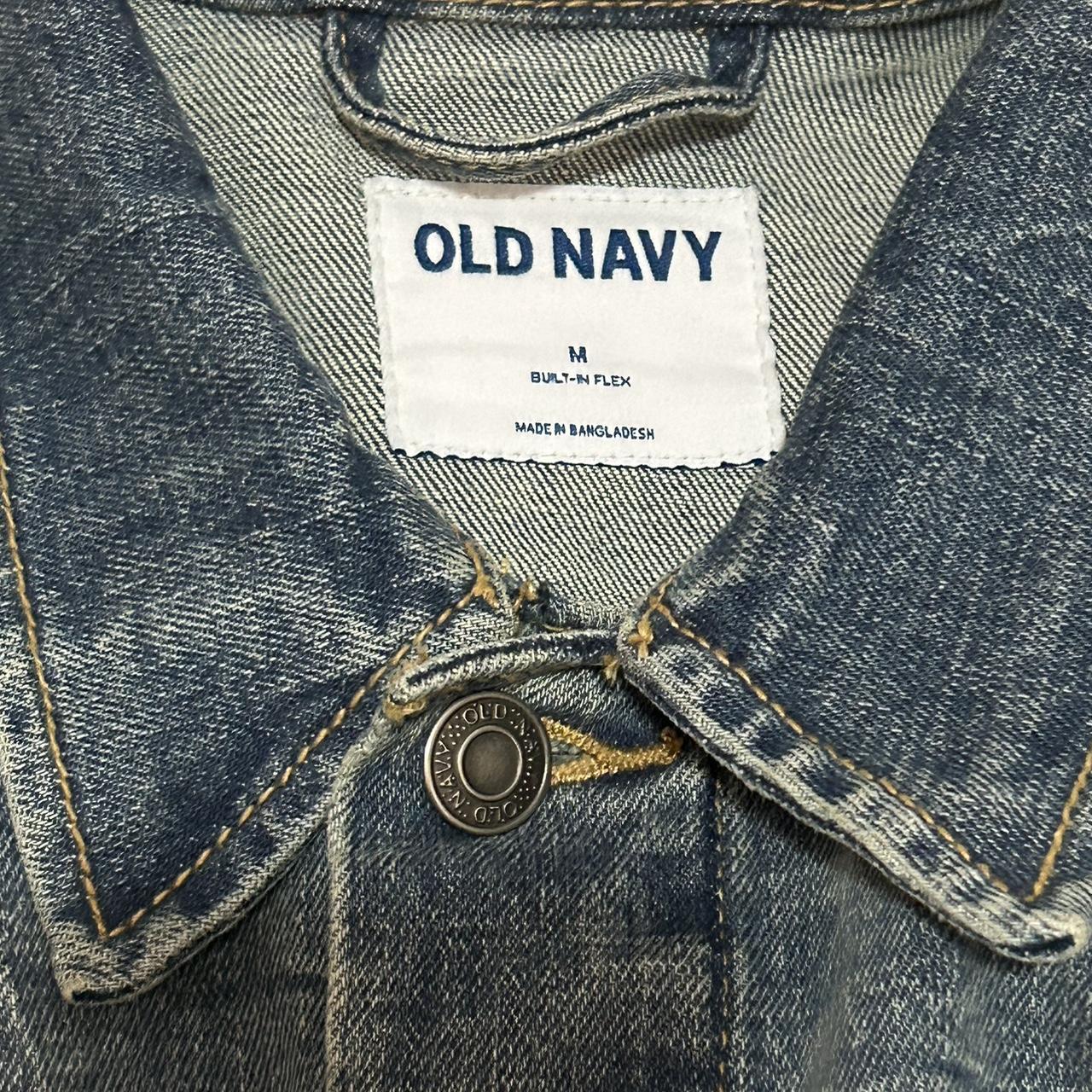 Old Navy Men's Distressed Built-in Flex Jean Jacket - Blue - Size M