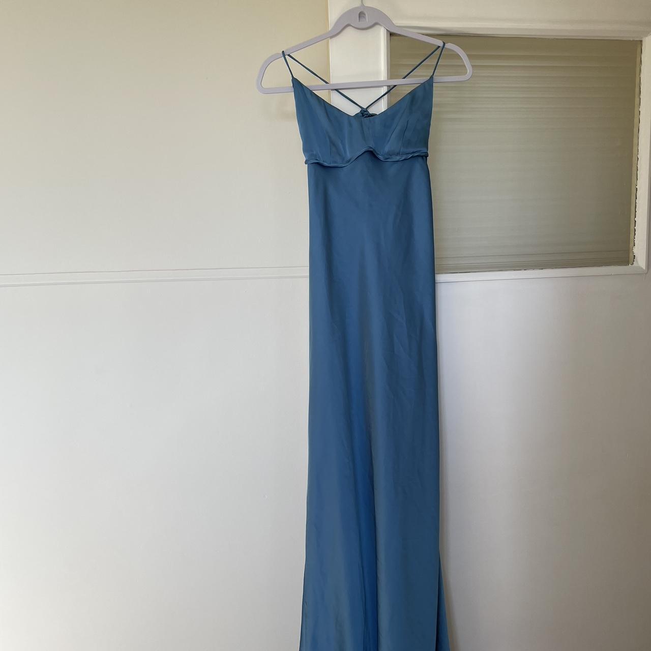 Hello Molly IT'S GIVING STYLE SATIN MAXI DRESS BLUE... - Depop