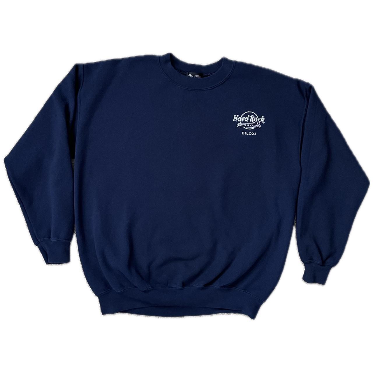 Navy Hard Rock Cafe Sweatshirt Amazing Fit! Size... - Depop