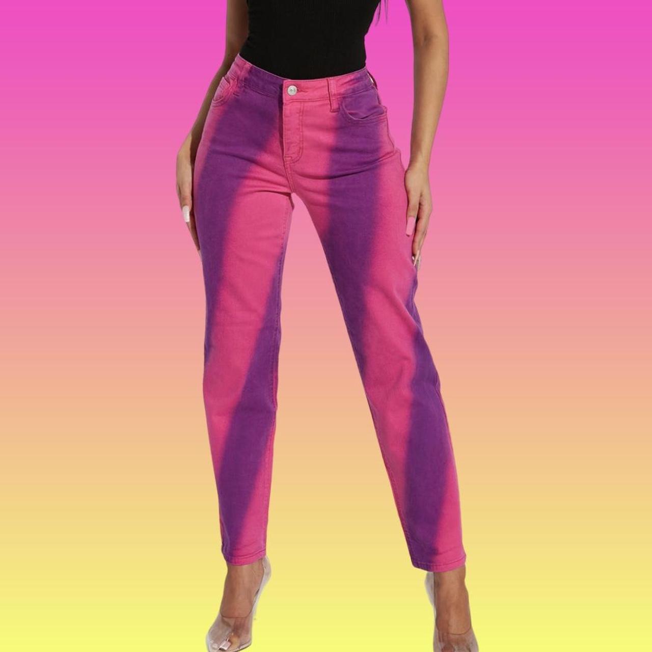 Fashion Nova Women's Pink and Purple Jeans Depop