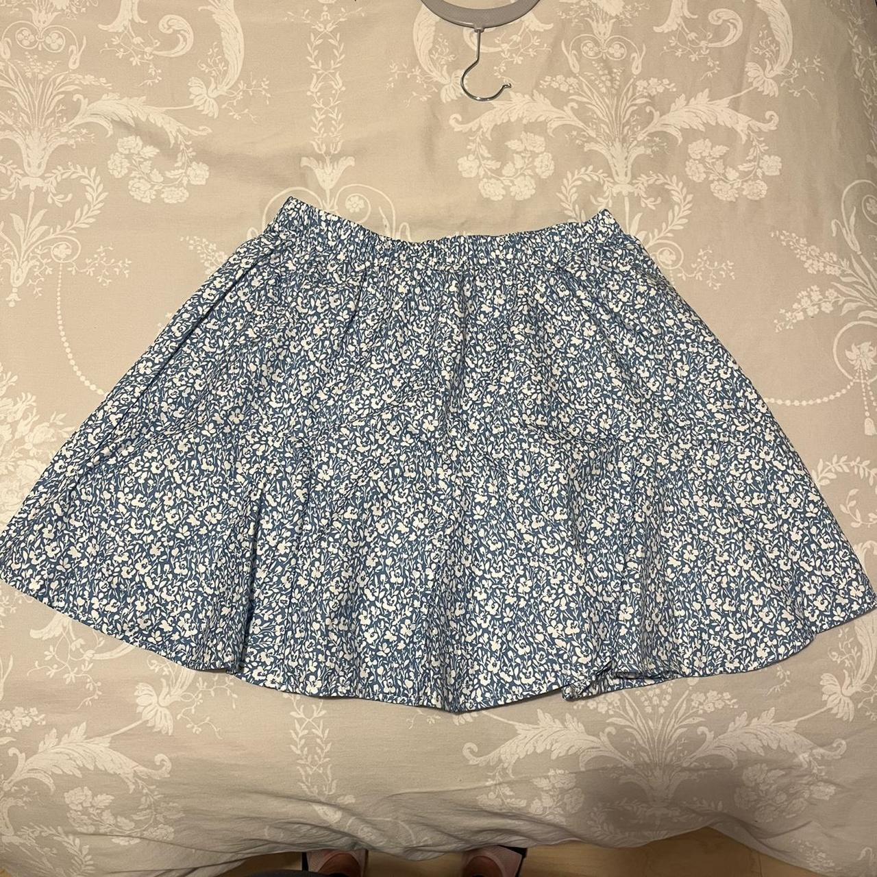 Shein blue and white mini skirt size M Bought for... - Depop