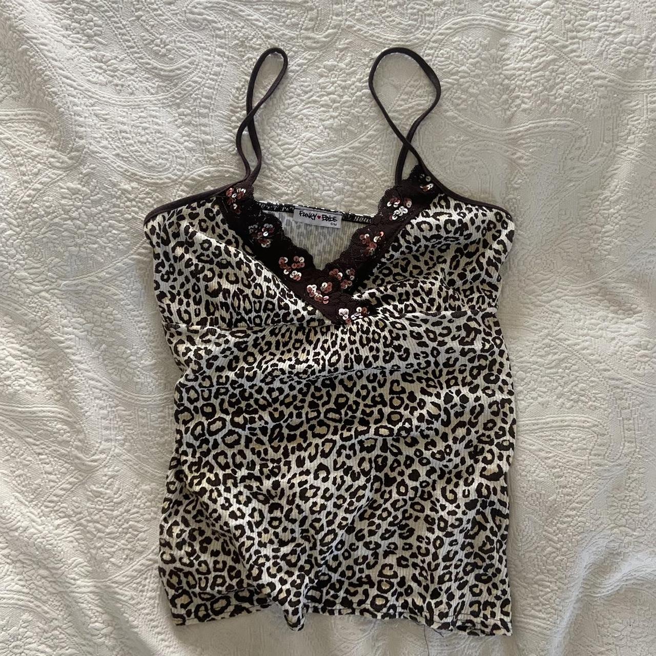 leopard print vintage cami top - Depop