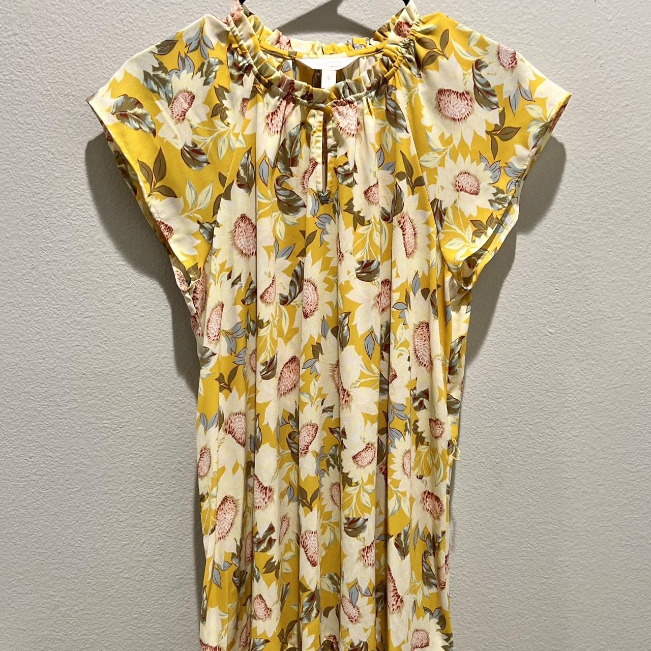 Lauren Conrad Yellow Floral MIDI Dress Size