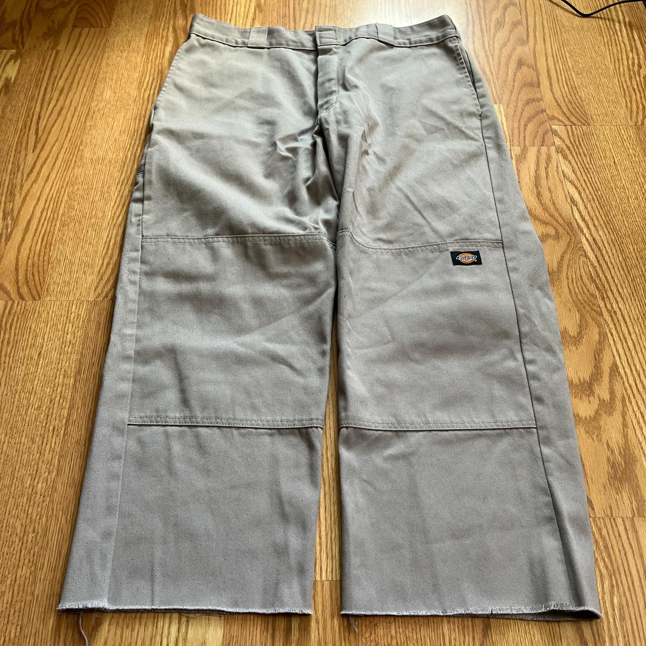 size 36 cropped Dickies gray double knee workwear... - Depop