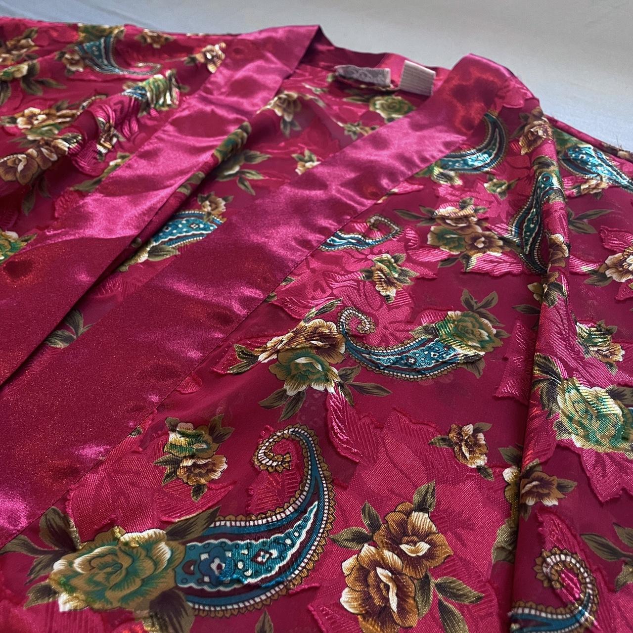 Floral Sheer Robe by Go Softly Red/Burgundy, teal... - Depop