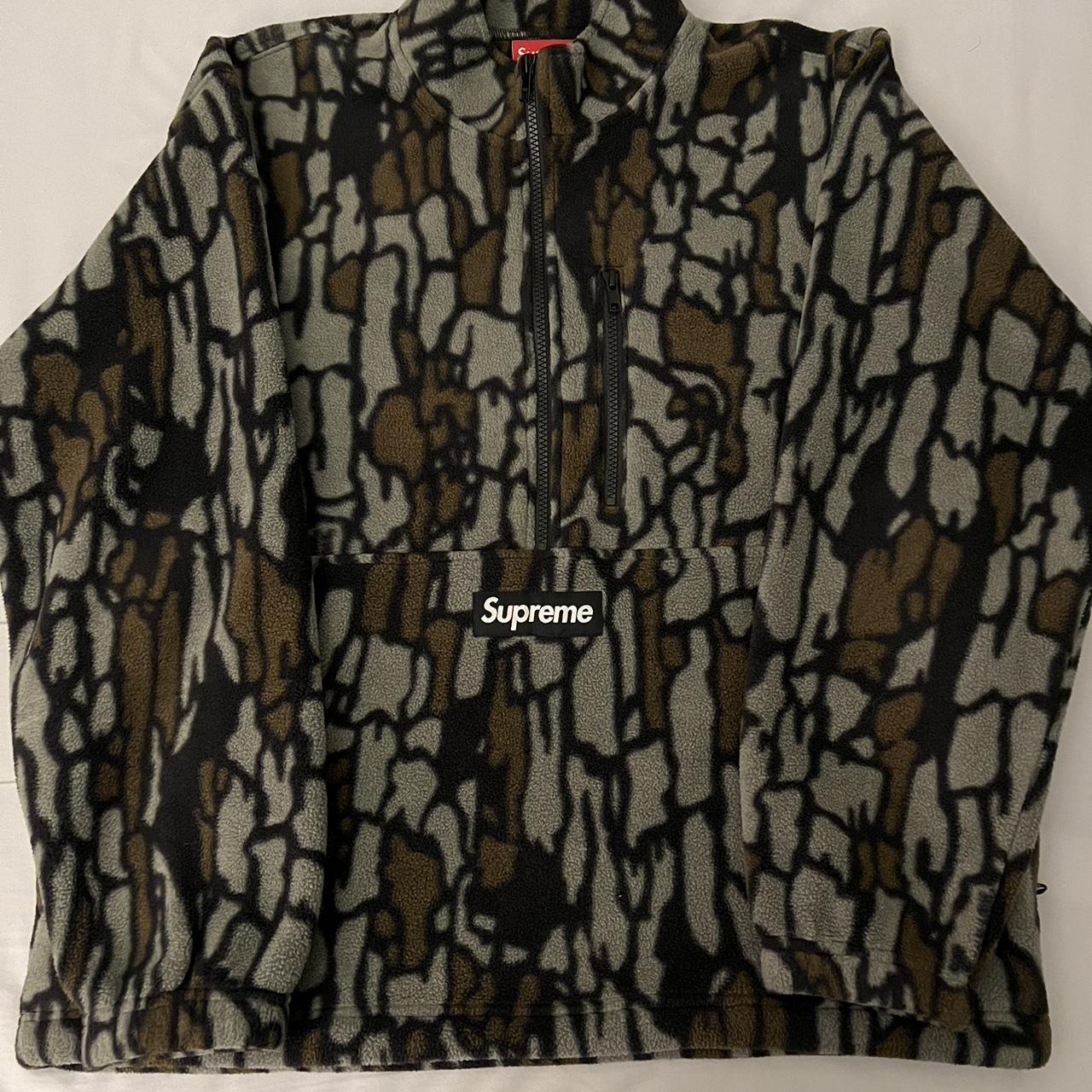 SUPREME Polartec tree bark camo half zip, tagged...