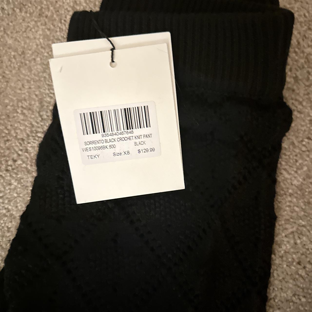 DISH CROCHET BLACK KNIT PANT NEVER WORN WITH... - Depop