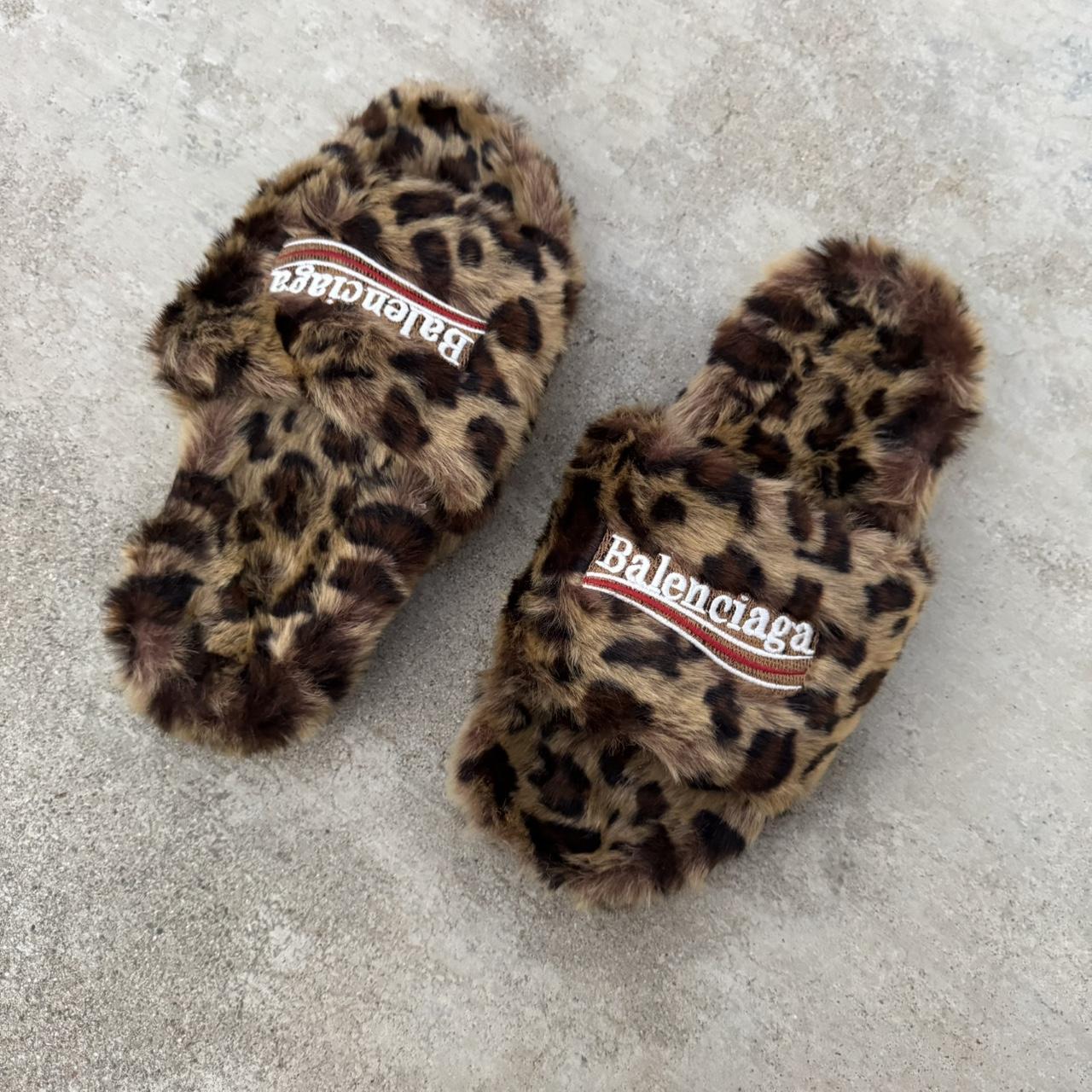 Men's Slides - Brown/Multi - US 9 – leopard slide… - image 1