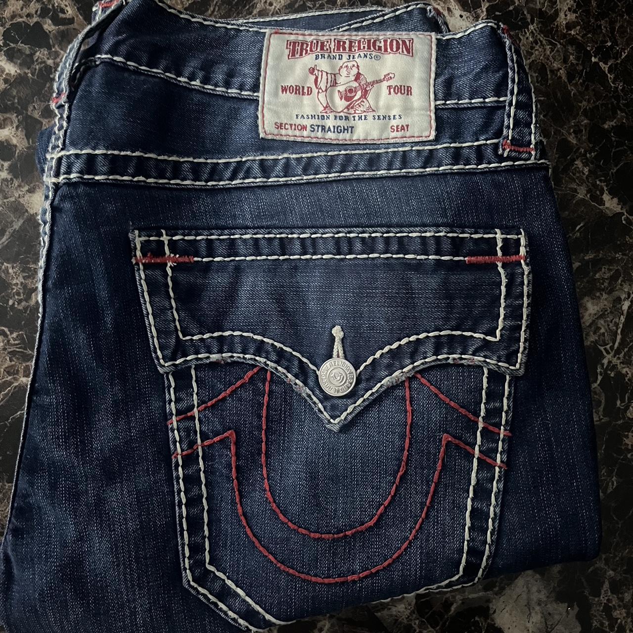 True Religion Straight Thick Stitch Ricky Jeans - Depop