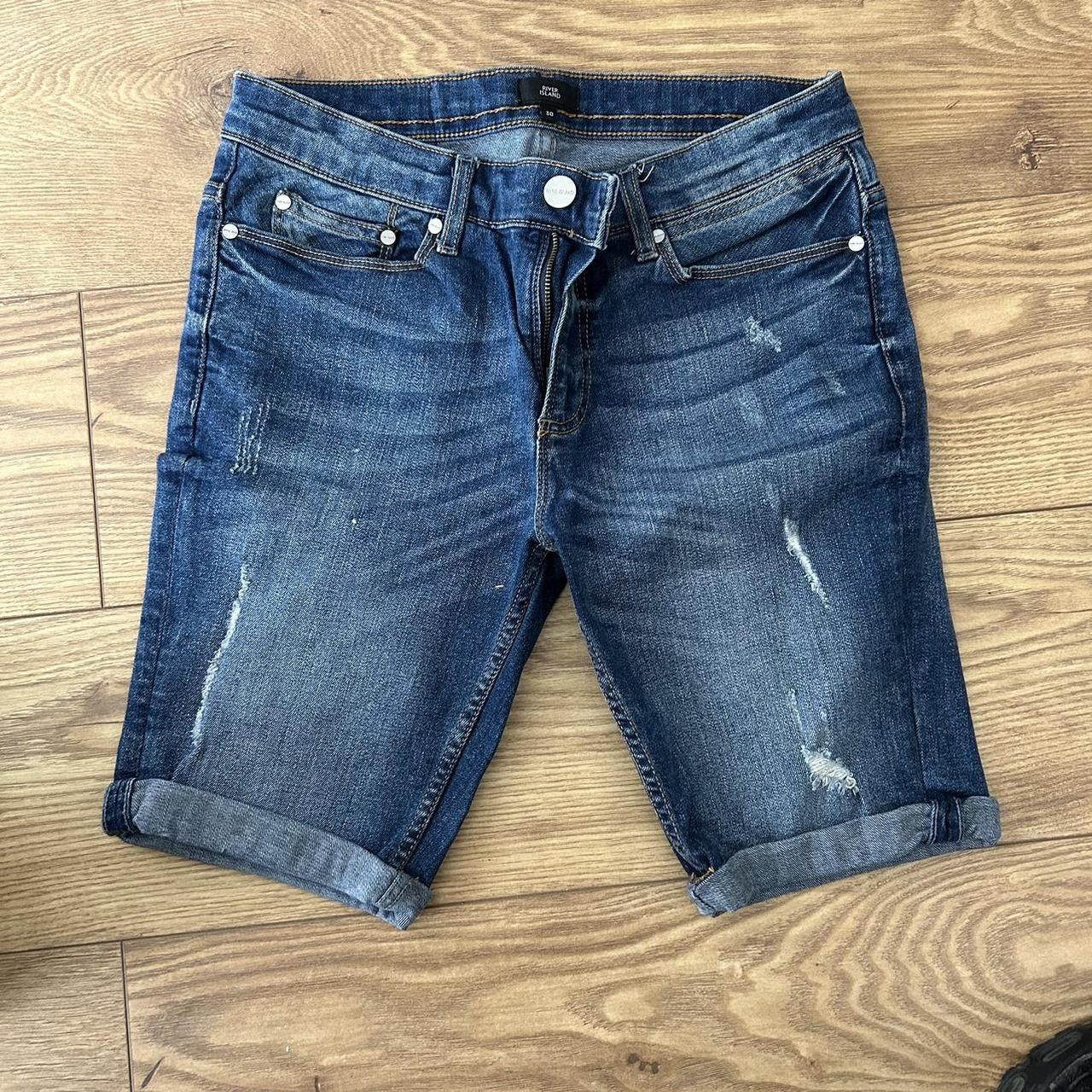 Mens denim shorts river island best sale