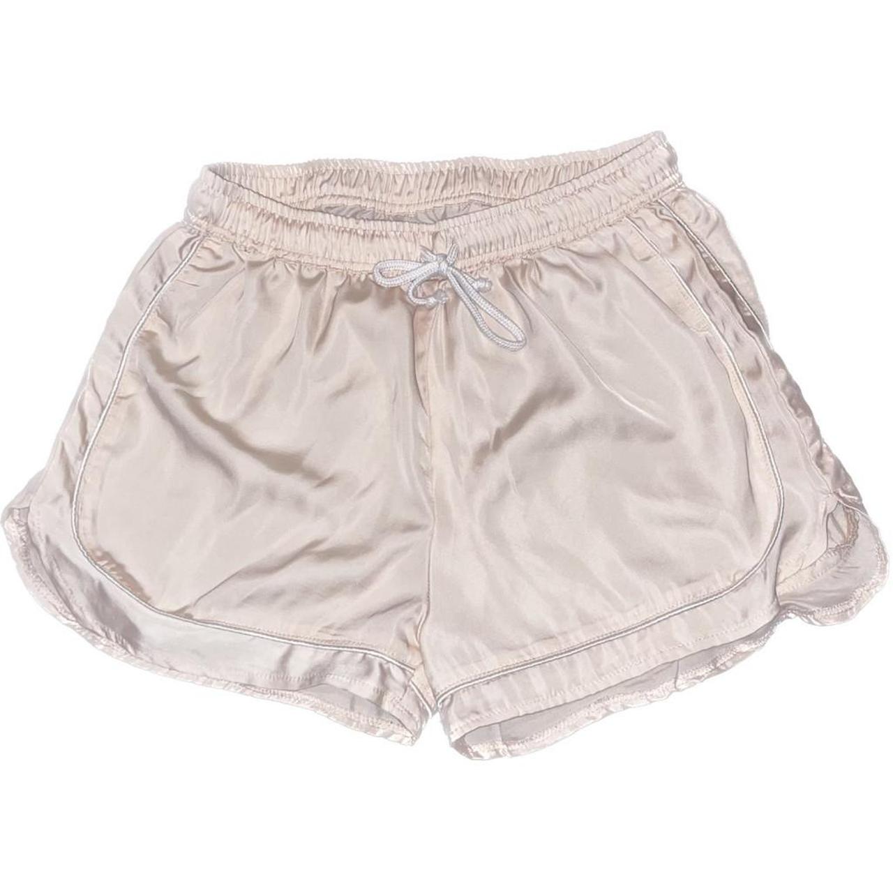IVORY SATIN RUNNING SHORTS Size small Great... - Depop