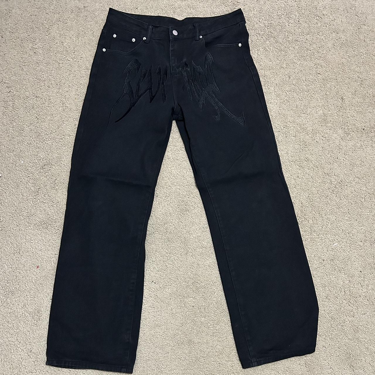 Revenge y2k jeans size m but oversized fit and... - Depop