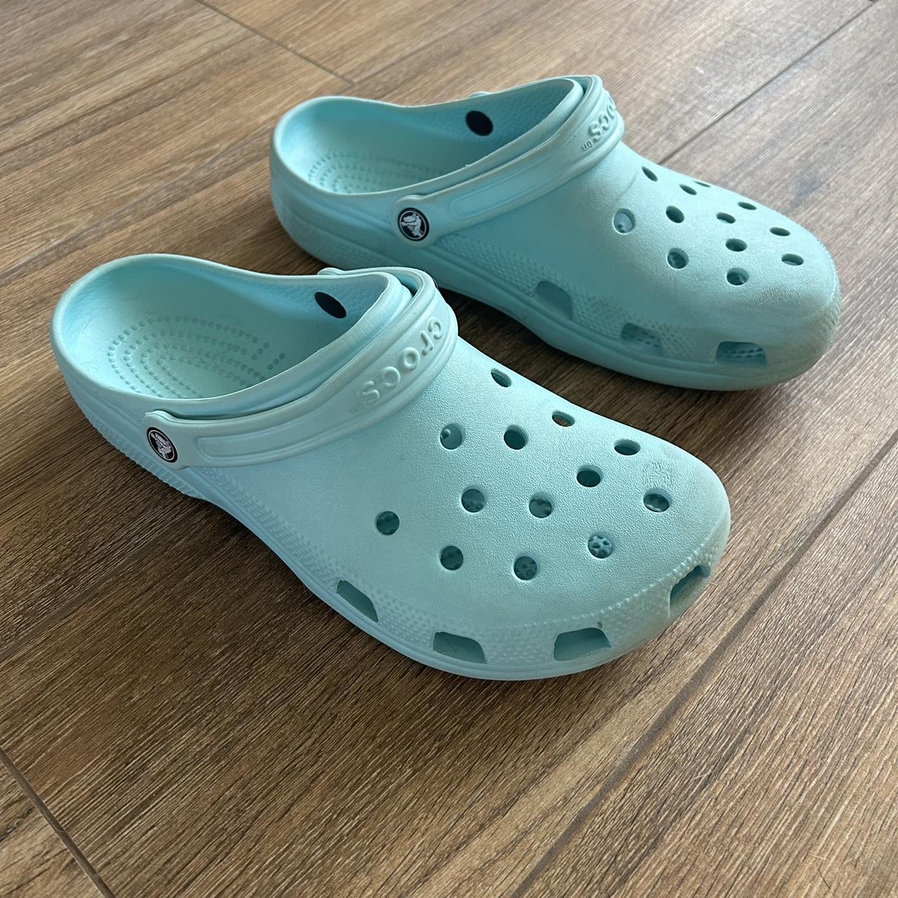 teal crocs too big for my feet but only wore them... - Depop