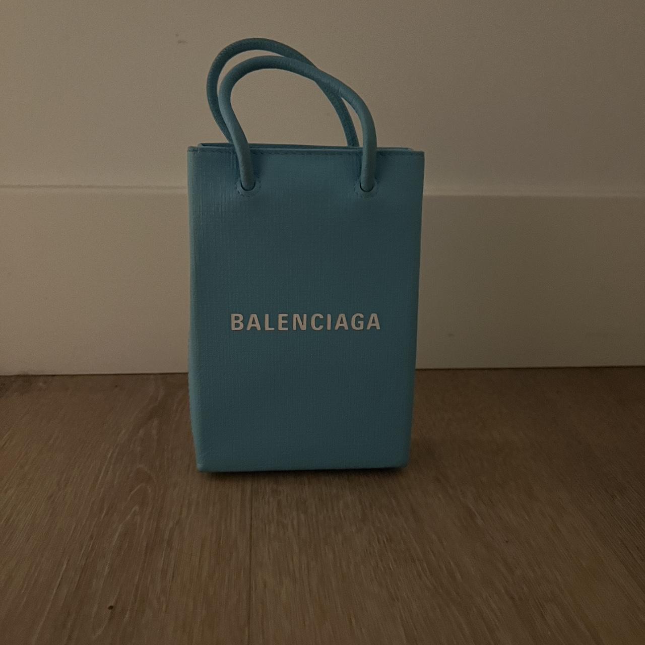 Balenciaga Women's White and Blue Bag | Depop