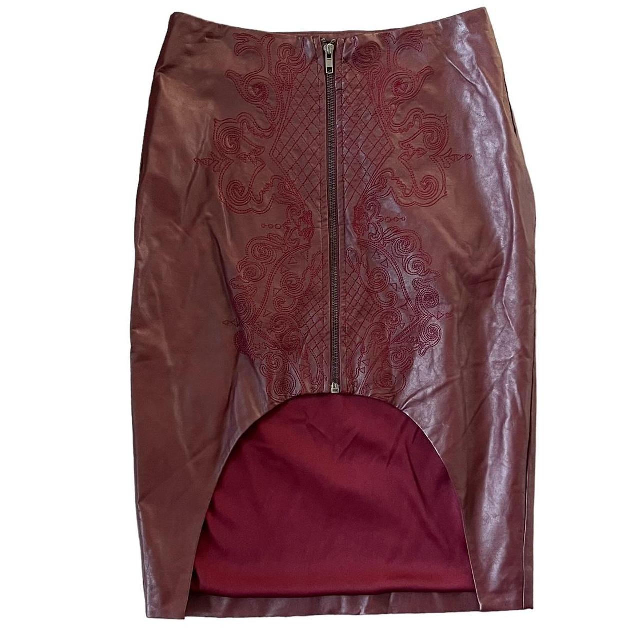 Burgundy leather hotsell skirt 60