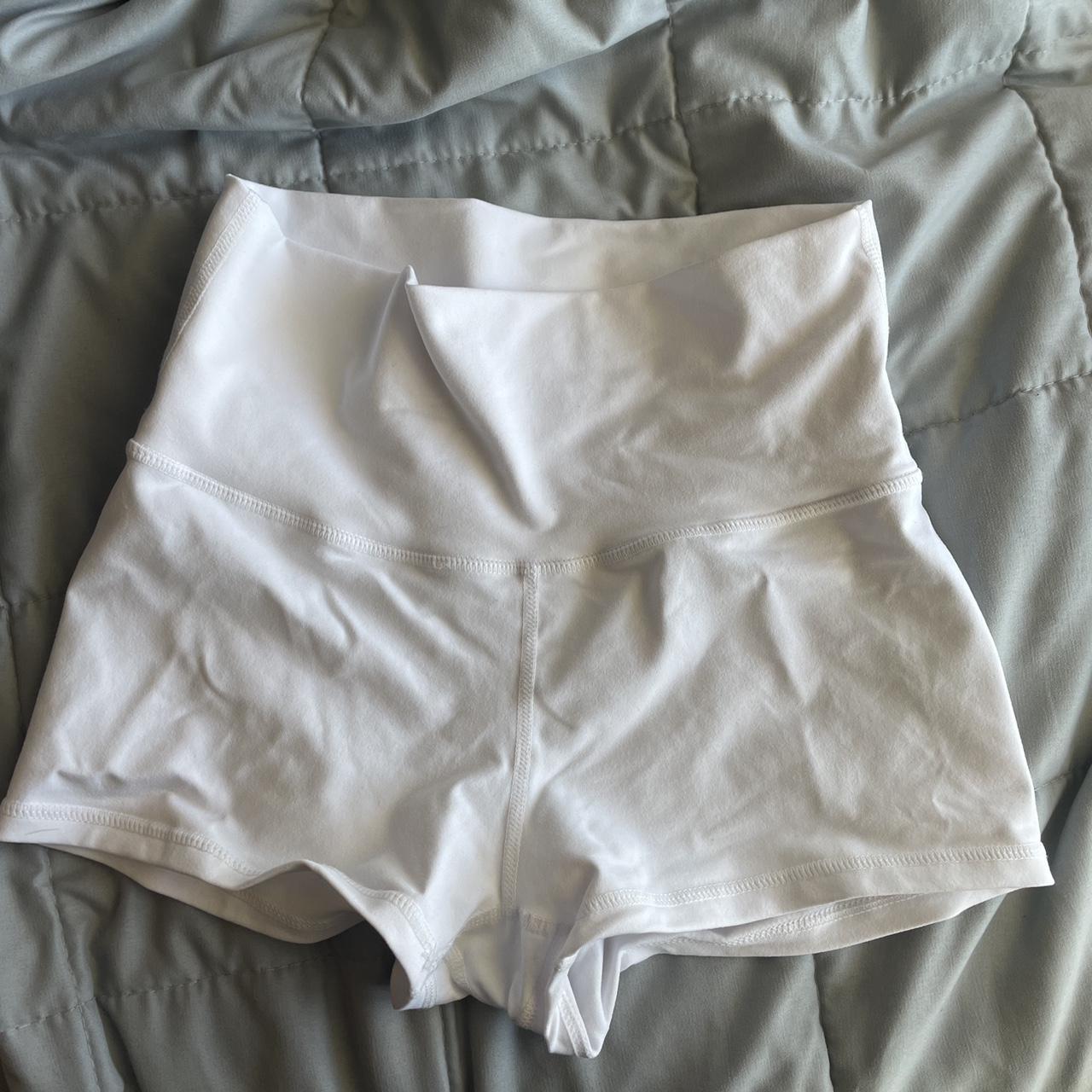 White Athletic Shorts Size small worn once for a... - Depop