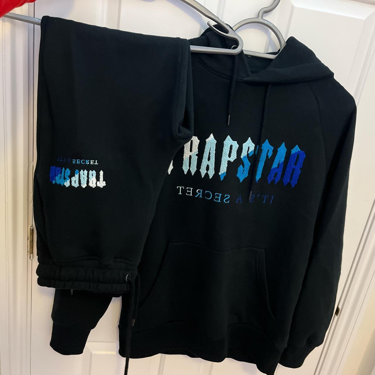 Trapstar Men's Black and Blue Hoodie | Depop